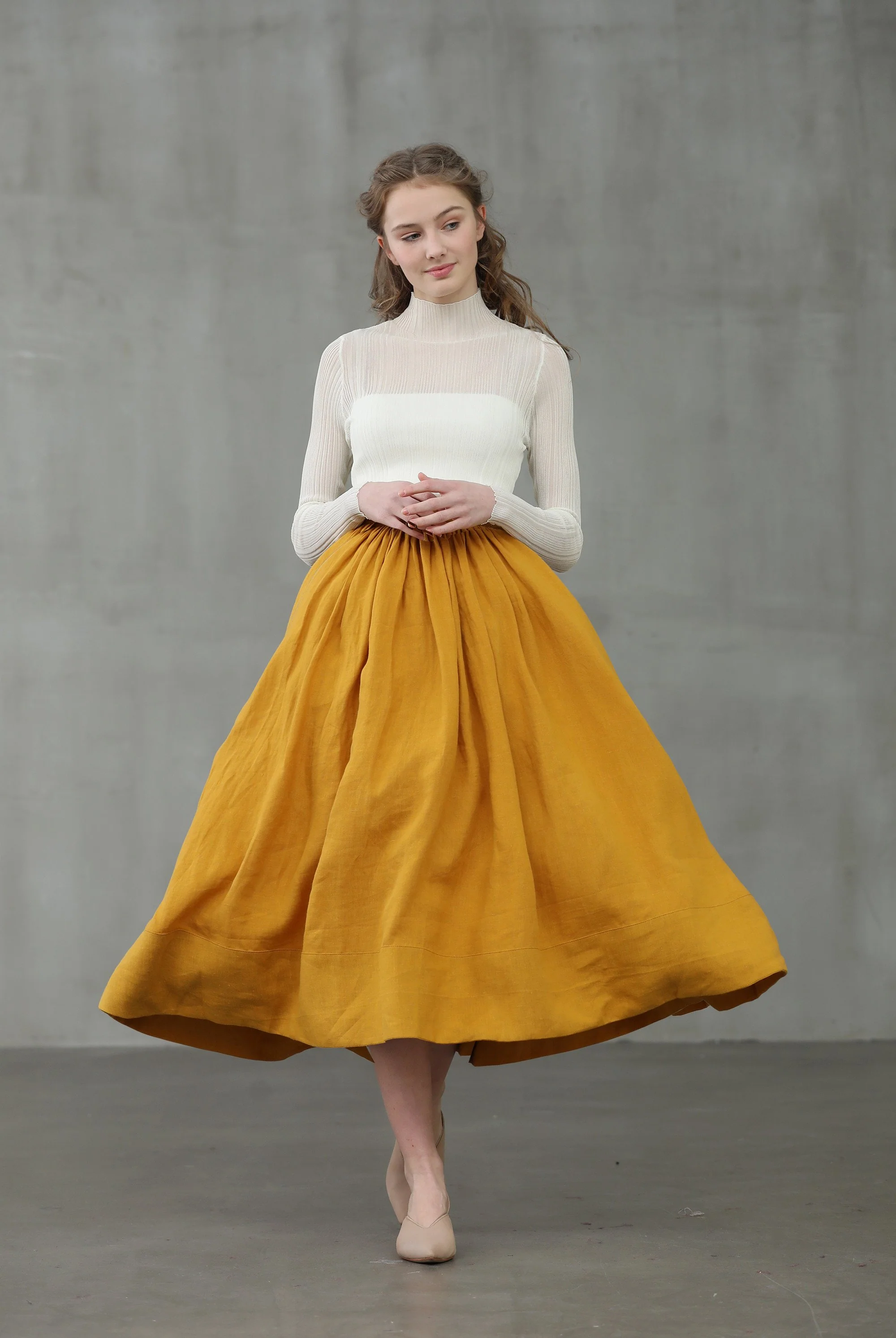 Daisy 03 | ashed lilac linen skirt - Image 11