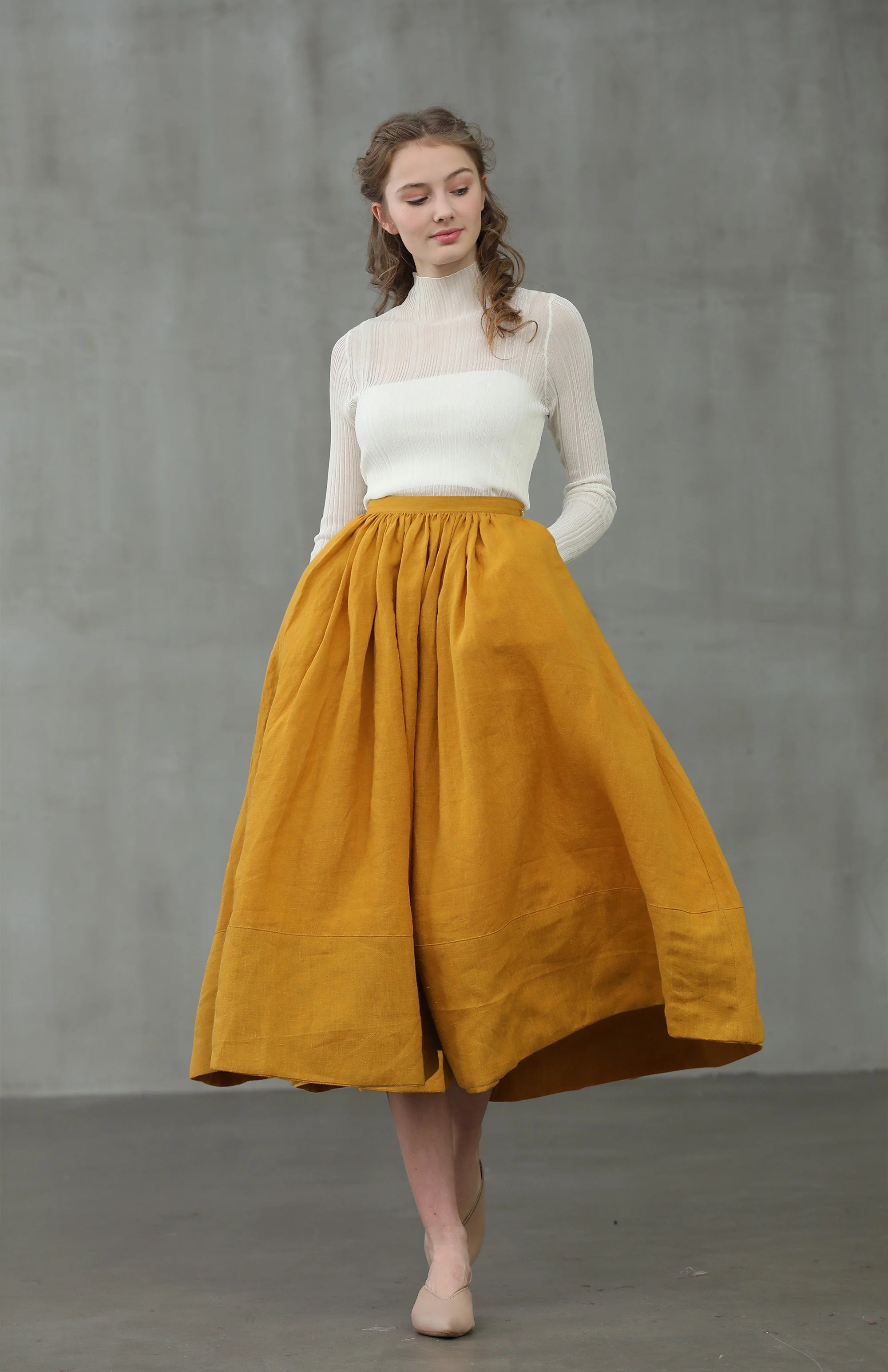 Daisy 03 | ashed lilac linen skirt - Image 12