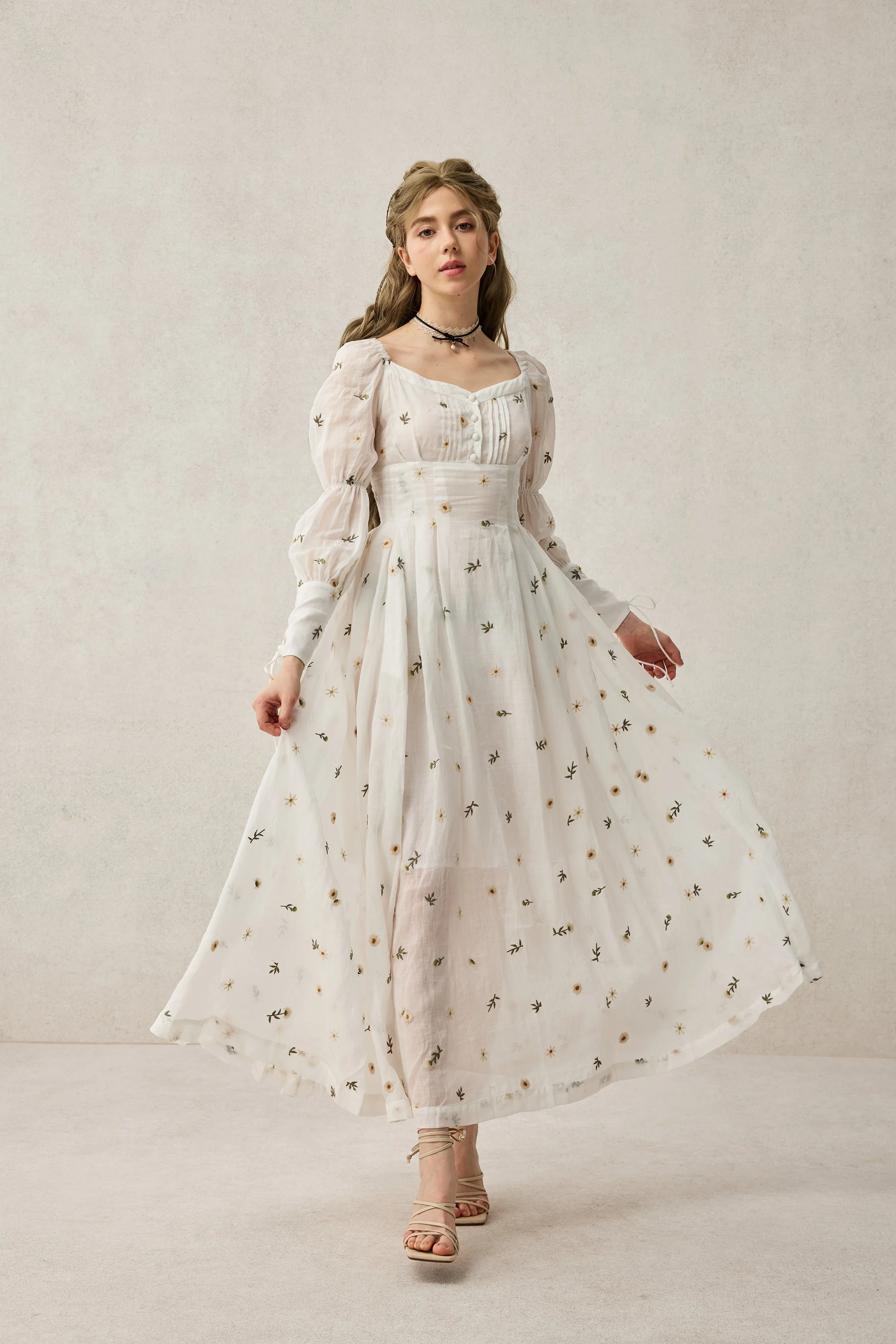 Sakura 21 | Lace-up maxi linen dress - Image 26