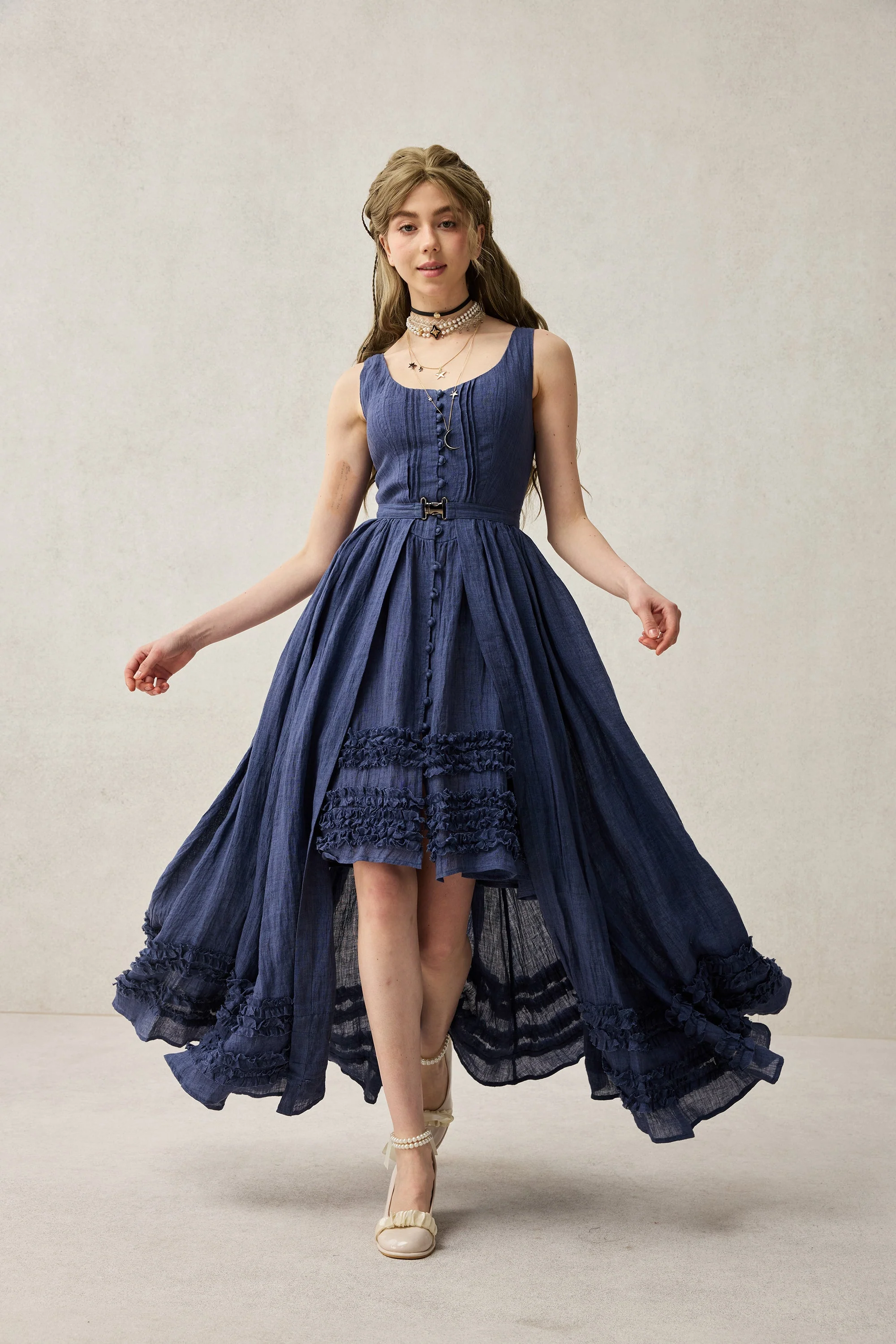 Wearable Poetry 17 | Ruffled linen dress & skirt （2 pieces) - Image 17