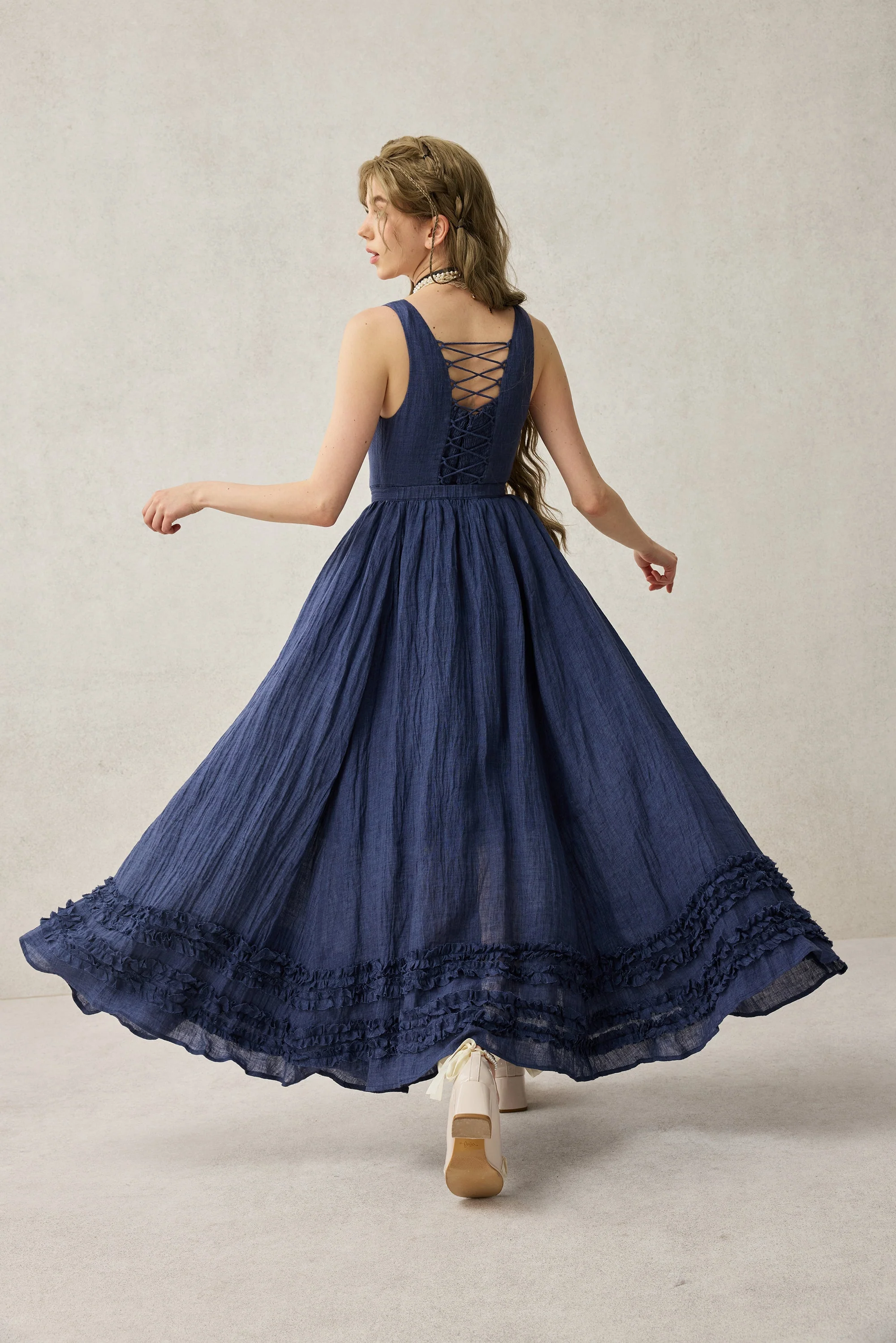 Wearable Poetry 17 | Ruffled linen dress & skirt （2 pieces) - Image 18