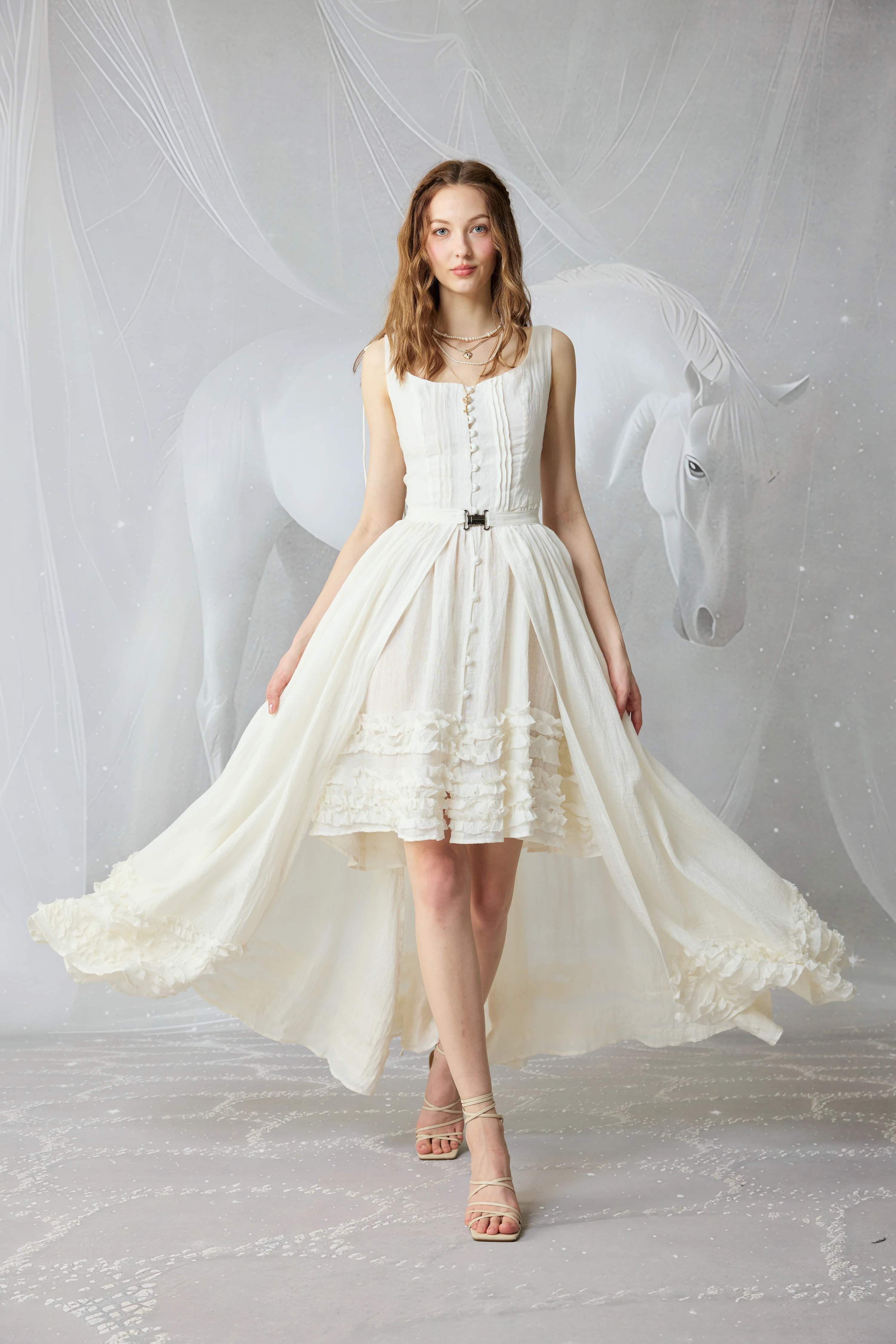 Wearable Poetry 17 | Ruffled linen dress & skirt （2 pieces) - Image 23