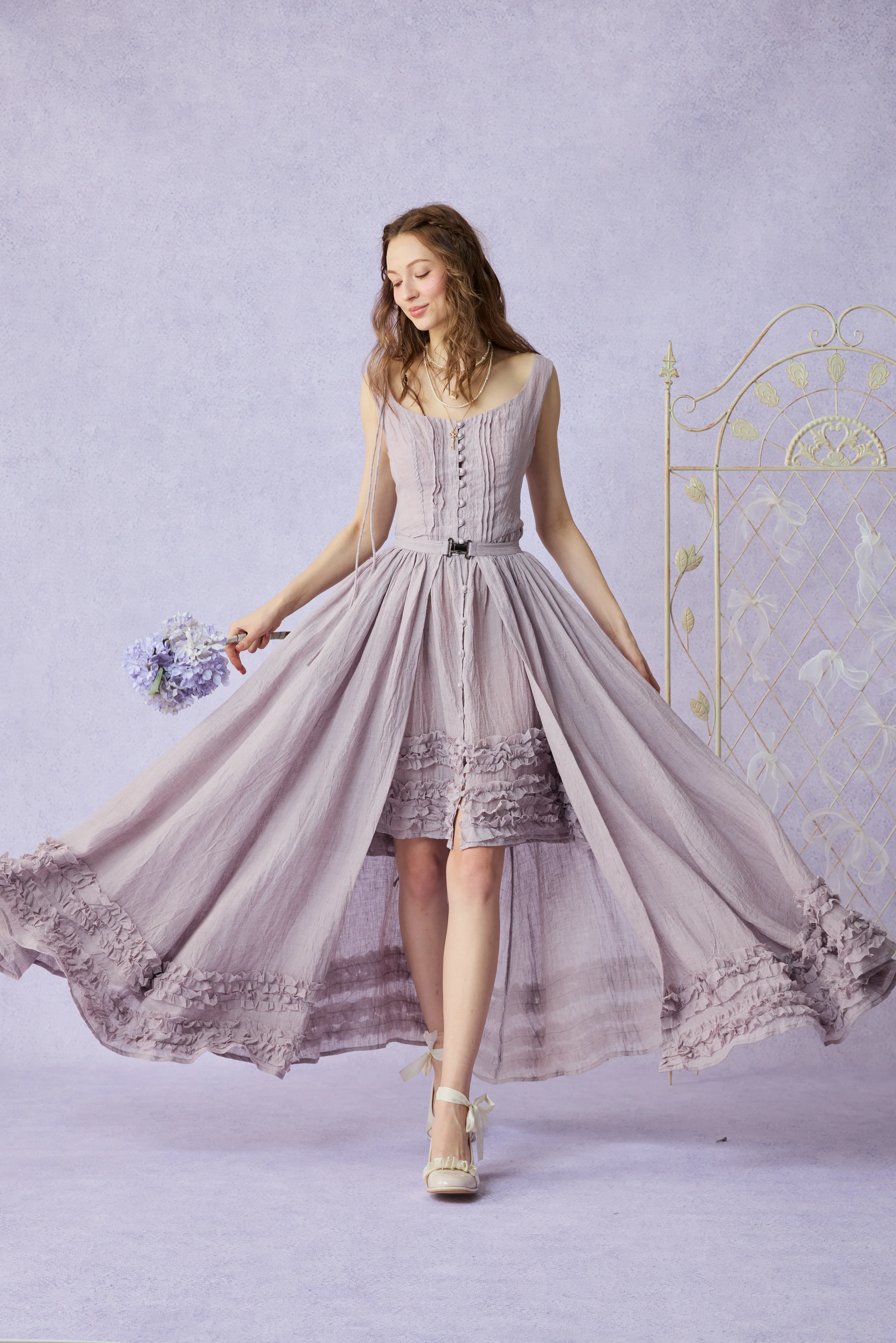 Wearable Poetry 17 | Ruffled linen dress & skirt （2 pieces) - Image 25