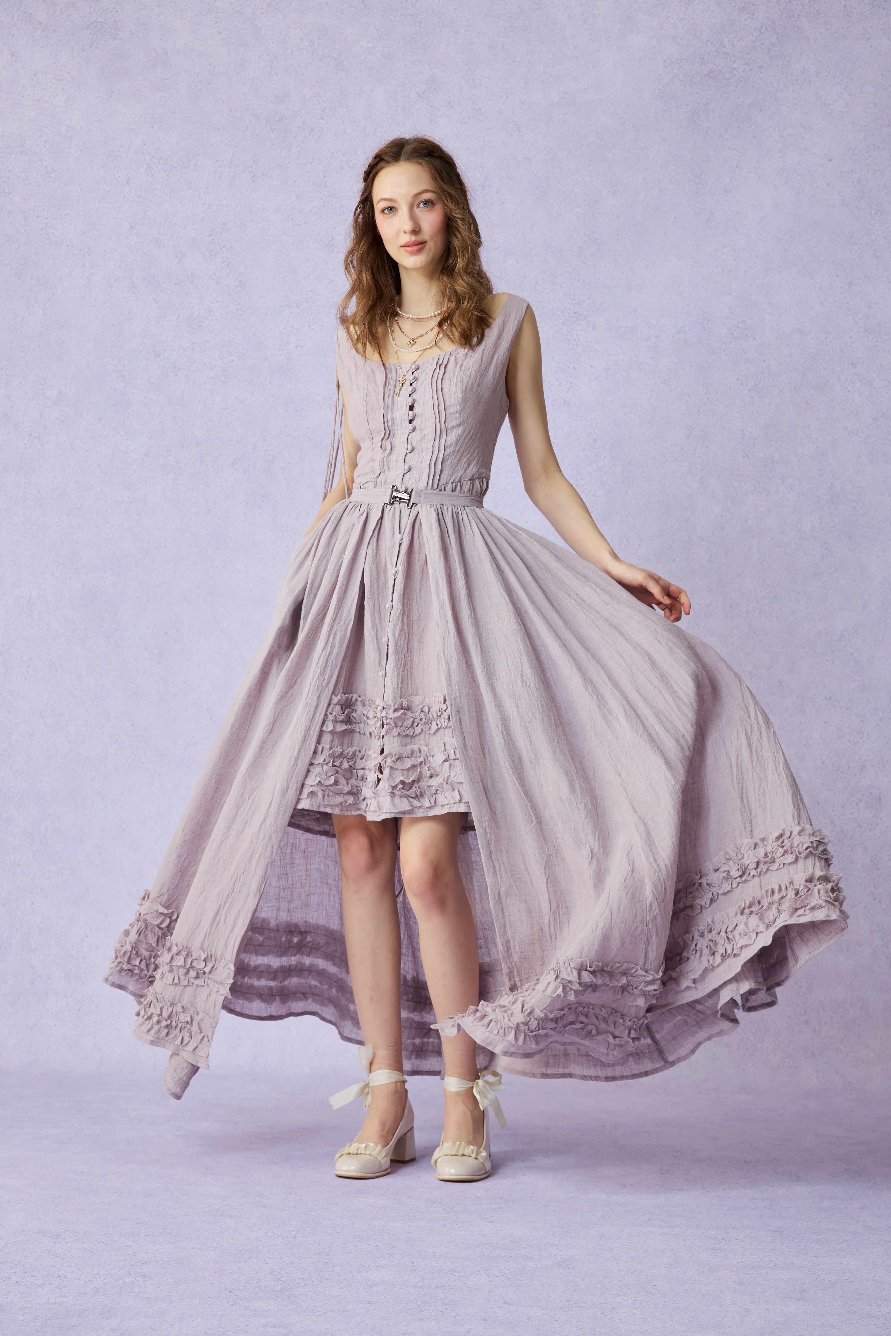 Wearable Poetry 17 | Ruffled linen dress & skirt （2 pieces) - Image 26