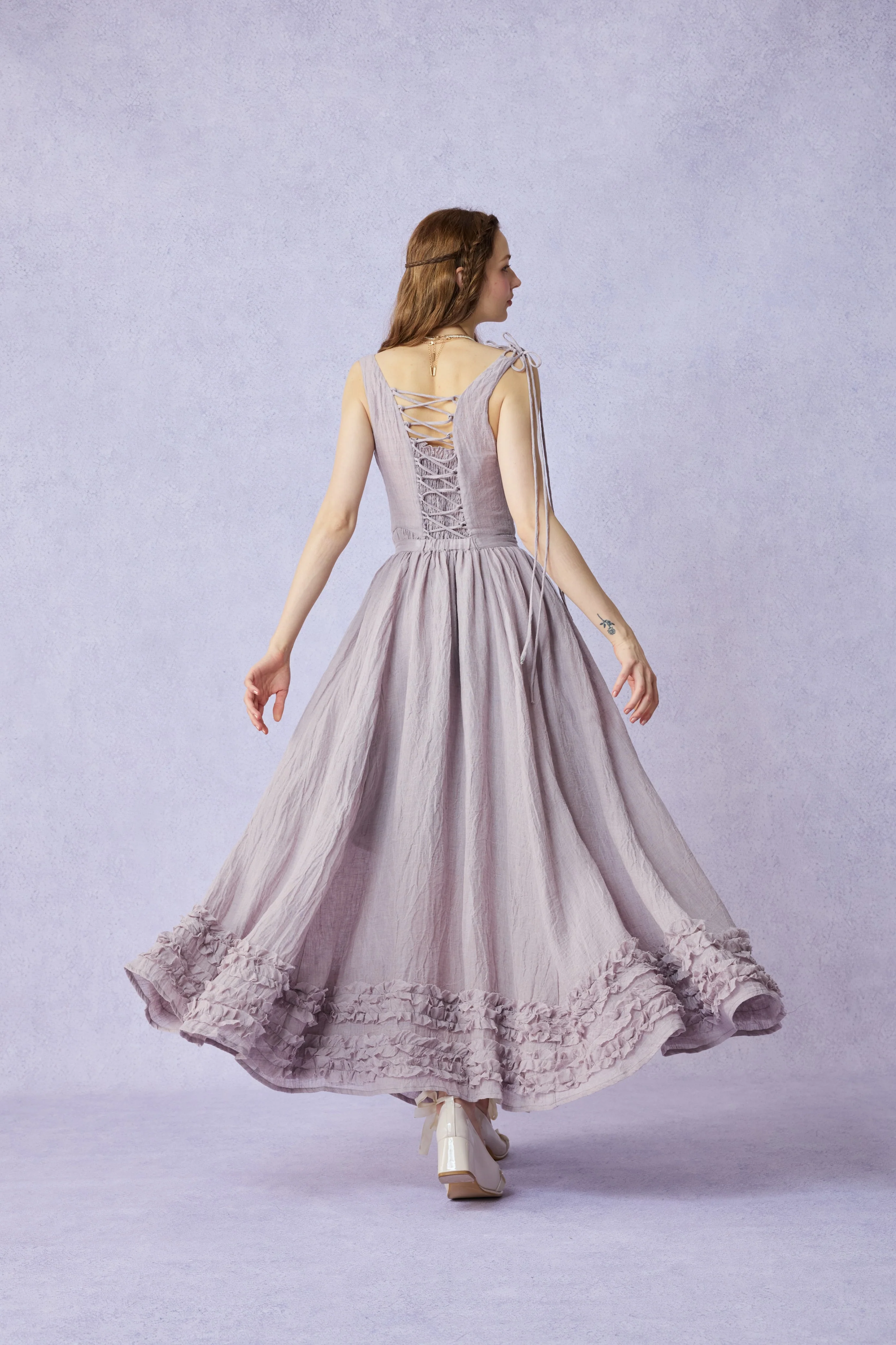 Wearable Poetry 17 | Ruffled linen dress & skirt （2 pieces) - Image 27