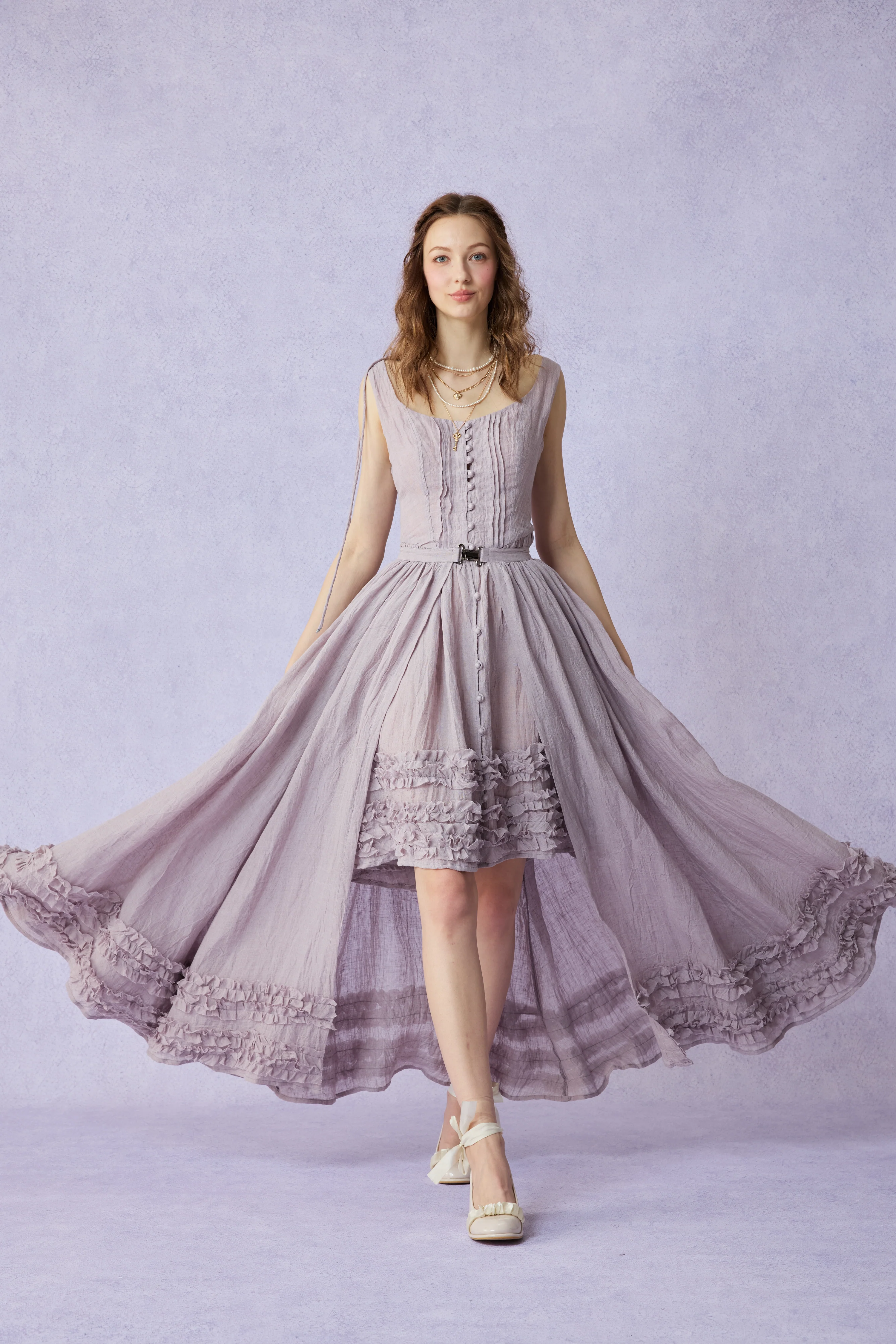 Wearable Poetry 17 | Ruffled linen dress & skirt （2 pieces) - Image 28
