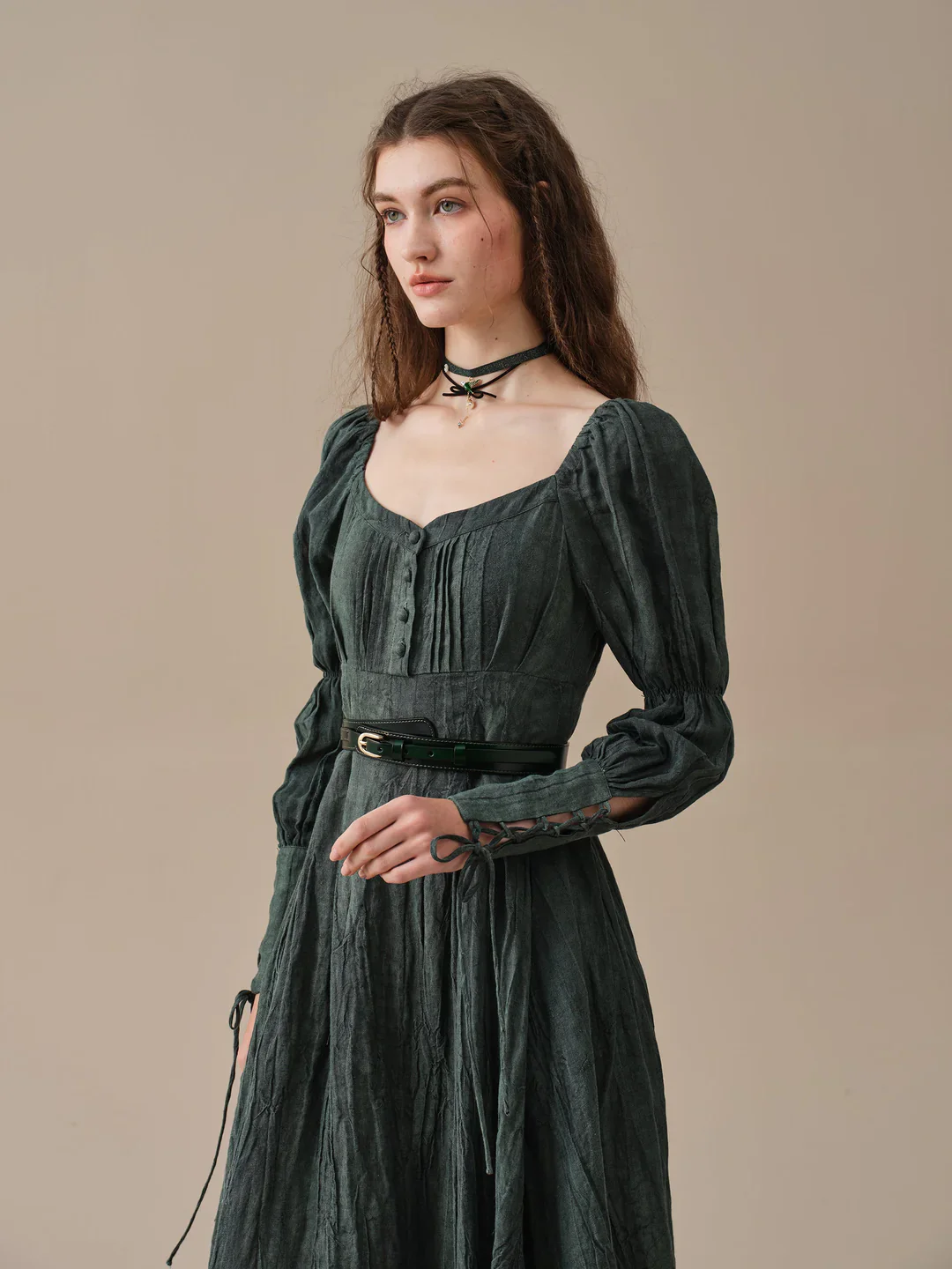 Sakura 21 | Lace-up maxi linen dress - Image 30