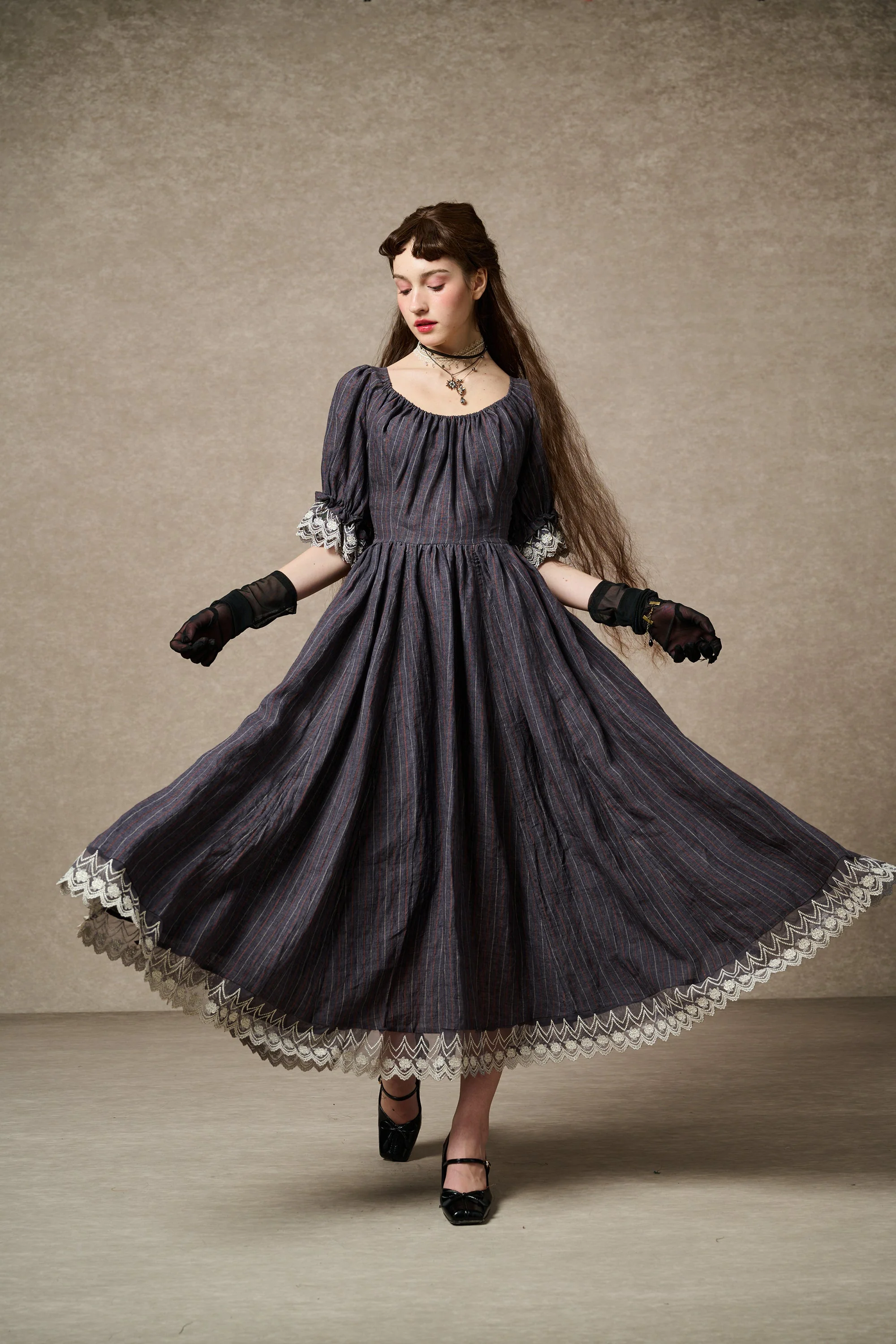 Elowen 27 | Lace Linen dress gown ( 2 way to wear ) - Image 34
