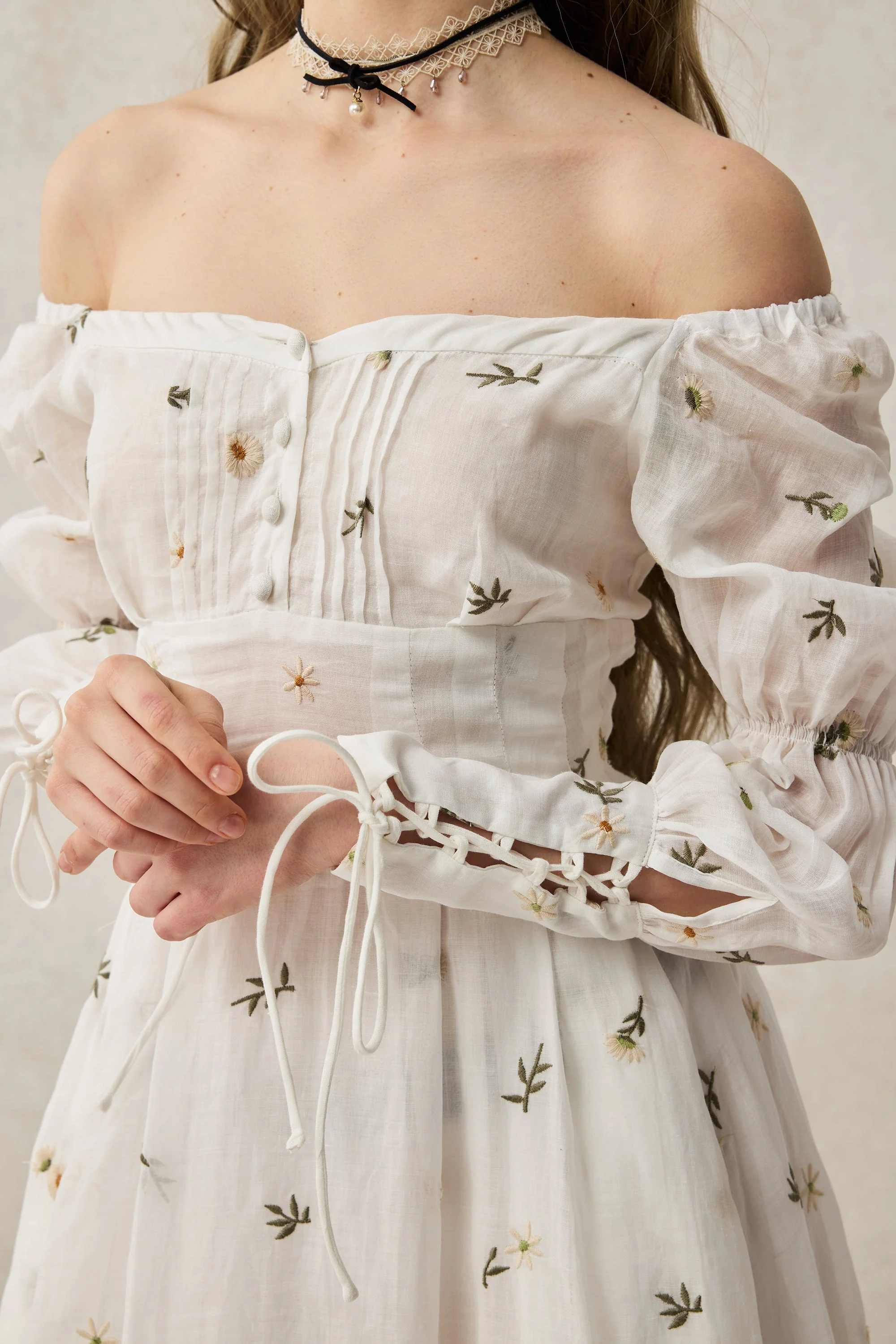 Phoenix 24 | Embroidery Daisy Linen Dress - Image 17