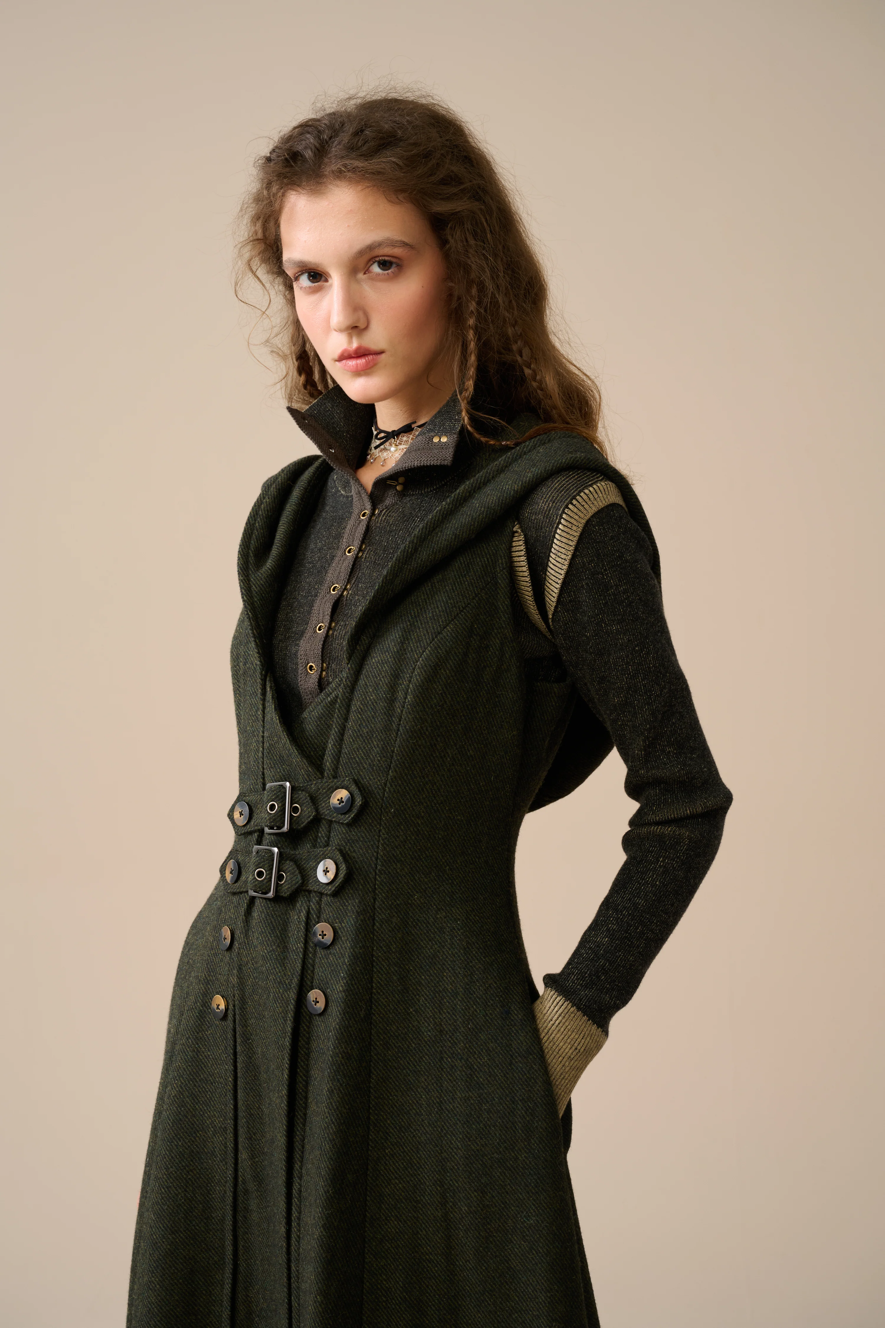 Patricia 21| hooded corset wool dress - Image 17