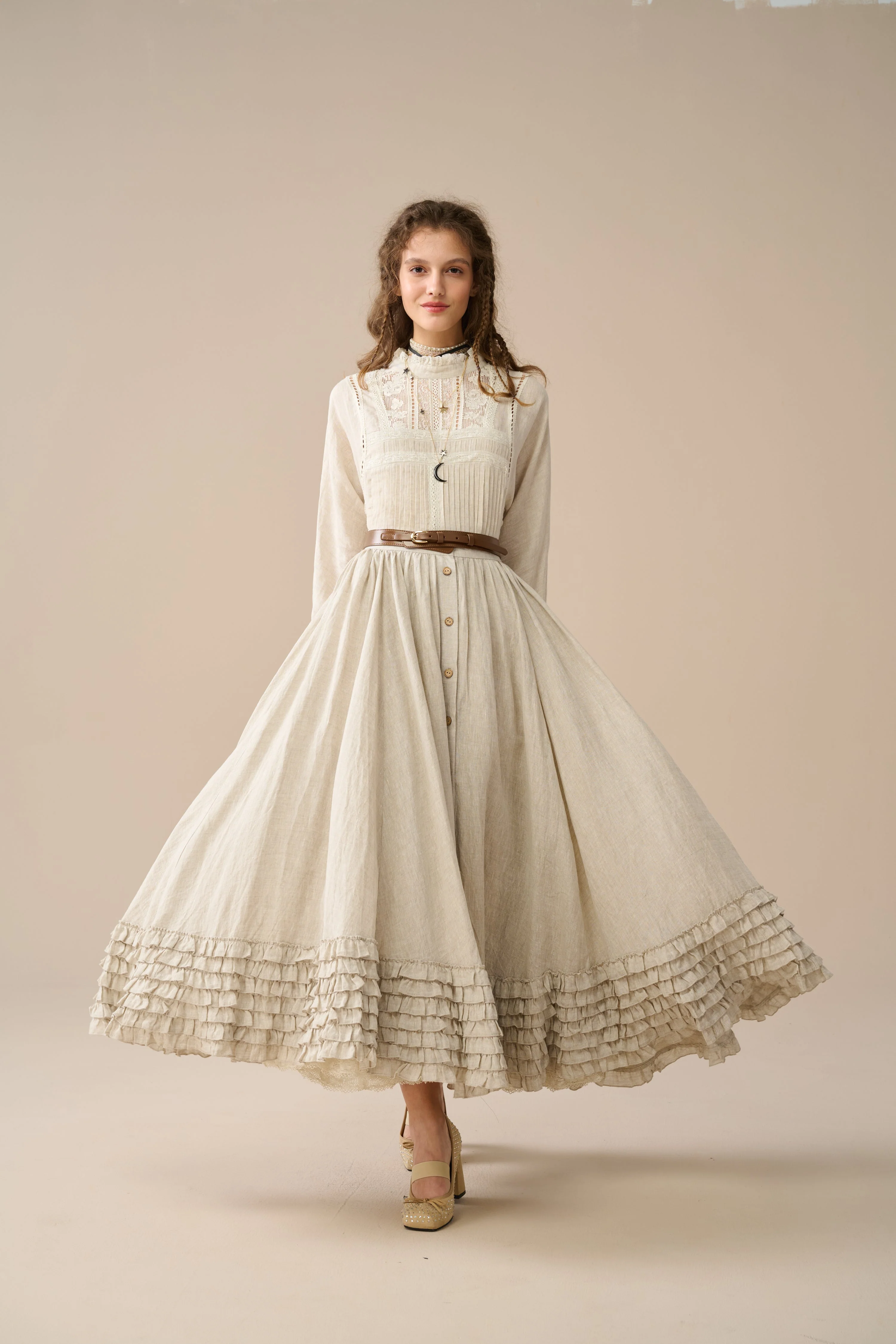 Dorothy 27 | Ruffled maxi linen skirt - Image 15