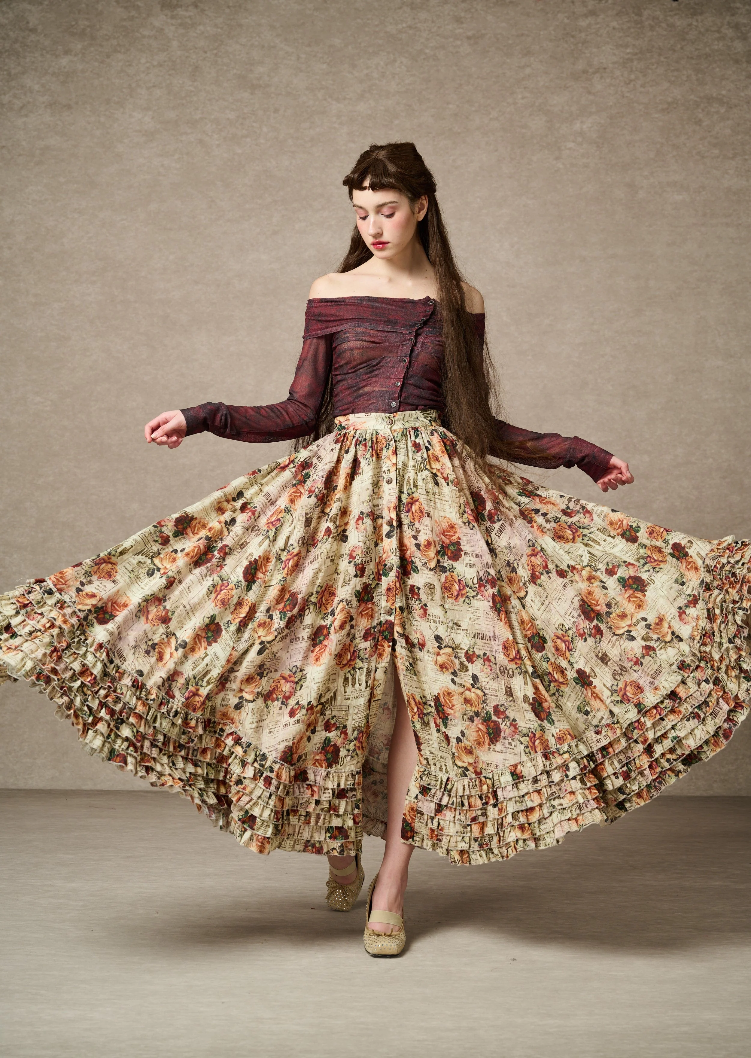 Dorothy 27 | Ruffled maxi linen skirt - Image 16