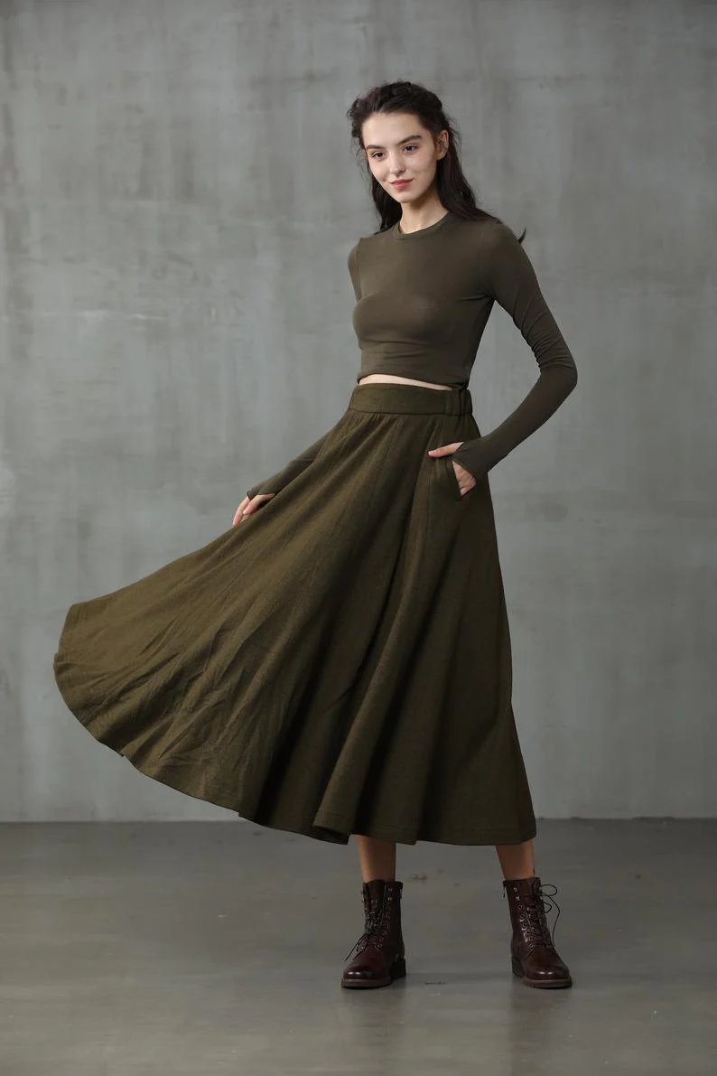 The Soft Lawn 12 | Midi Wool Skirt - Image 13